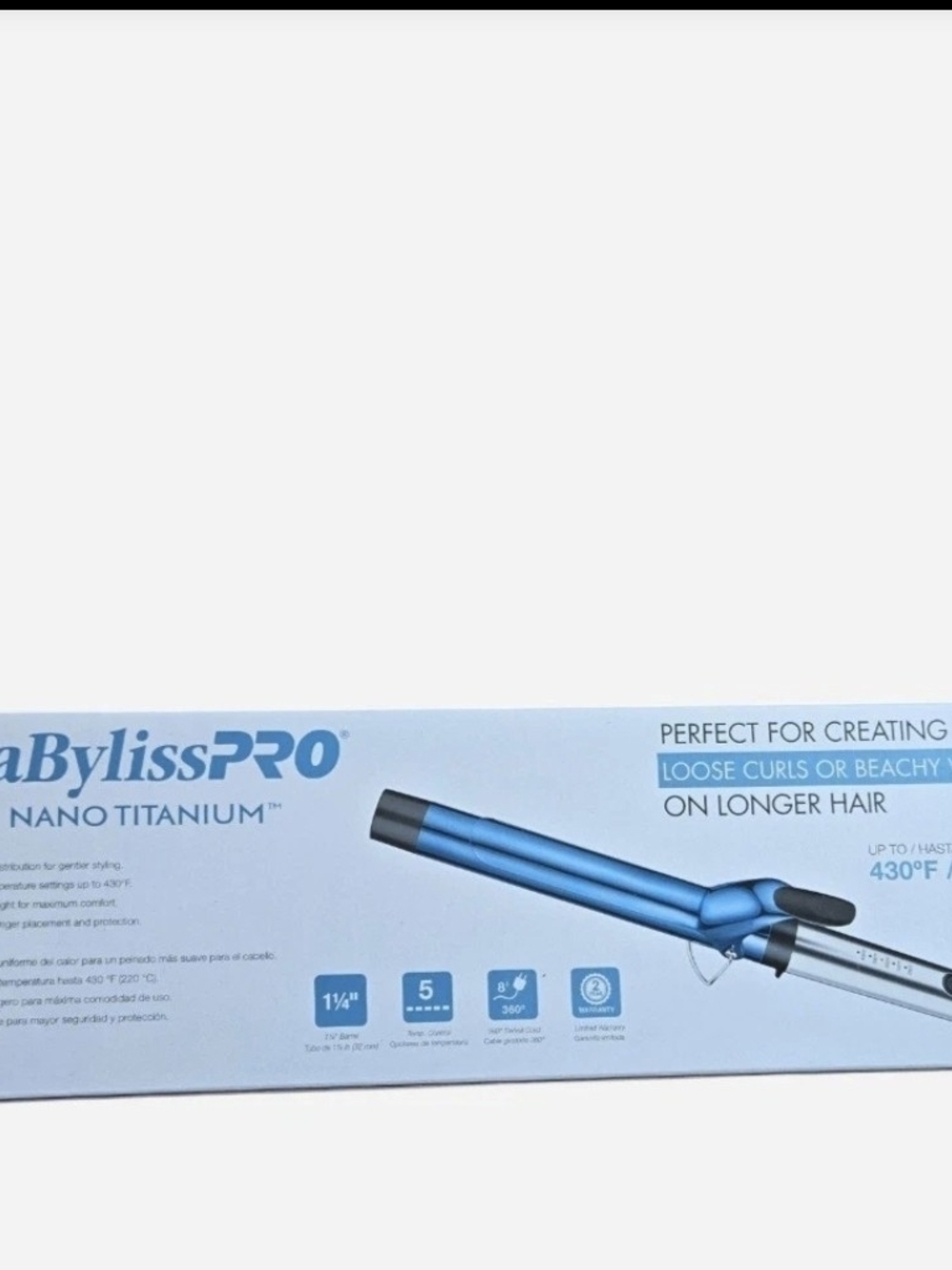 BaByliss Blue Nano Titanium Curling Wand - 1¼" Barrel
